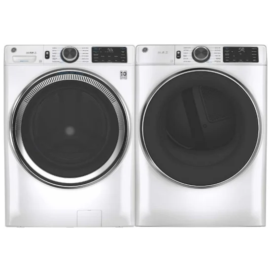 GE Washer and Dryer Set - 28 inch, 5.5 cu.ft / 7.8 cu.ft, white - GFW550SMNWW & GFD55ESMNWW