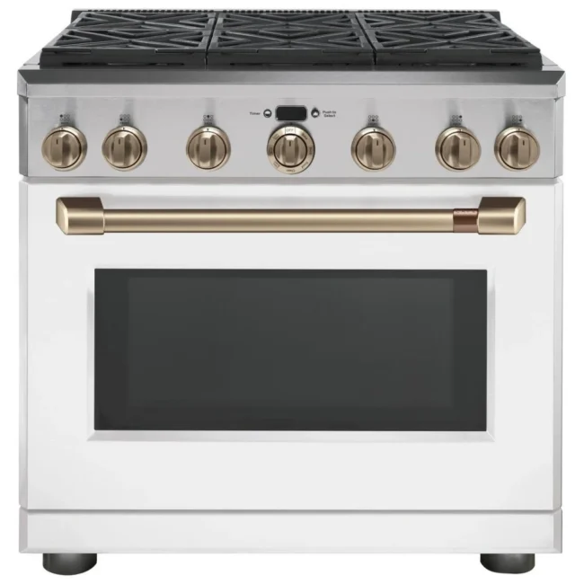 Cuisinière à biénergie GE Café, 36 pouces, blanc – C2Y366P4MW2