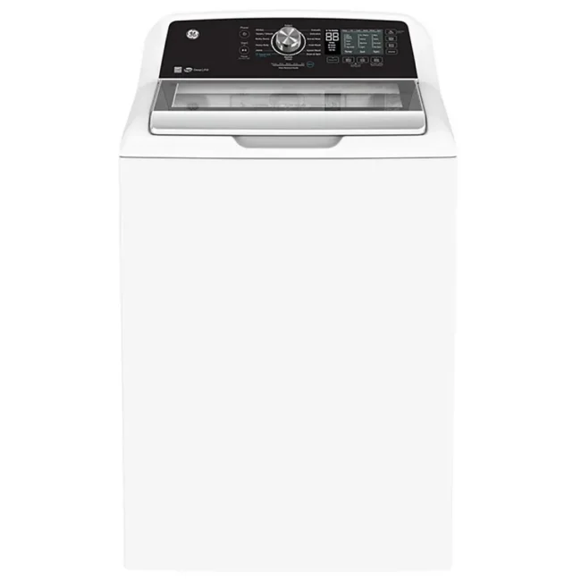 GE upright washer - 27 inches, 5.3 cu. ft., white - GTW681BMRWS