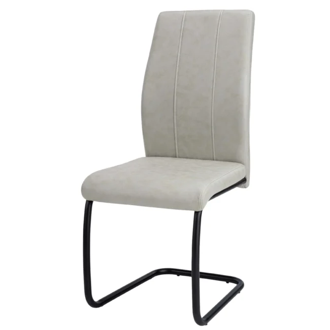 Chaise de cuisine Monarch – revêtement gris, base métal noir – I1113