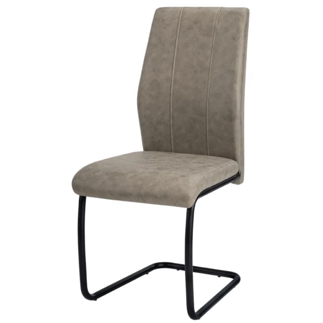 Chaise de cuisine Monarch – tissu taupe, base métal noir – I1114