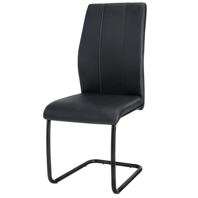 Chaise de cuisine Monarch – simili cuir noir, base métal noir – I1123