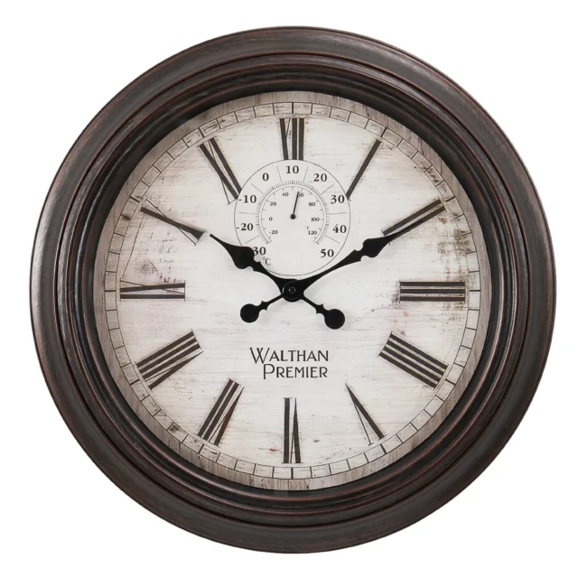 Horloge murale Monarch 20 pouces brun avec chiffres romains vintage – I 9040