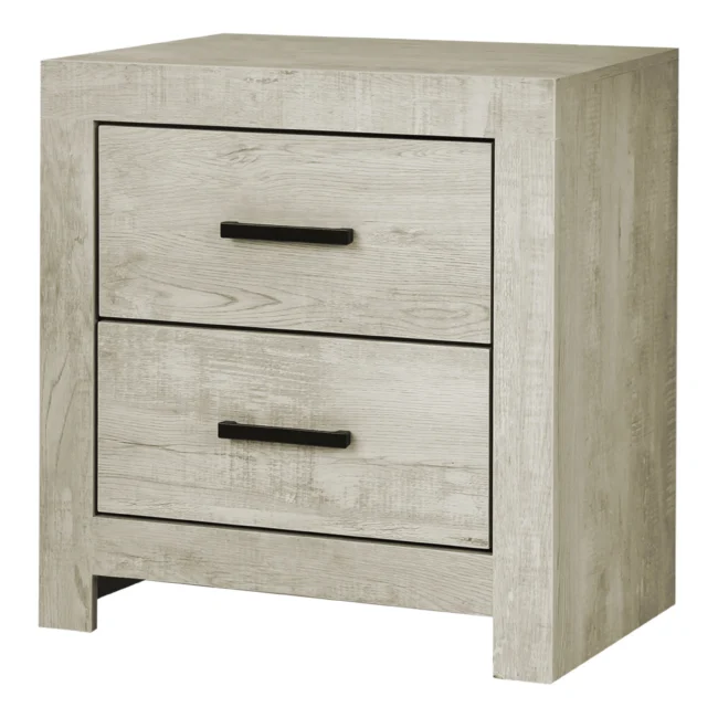 Table de chevet Monarch 2 tiroirs chêne blanchi moderne – I 5203