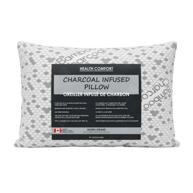 Oreiller Health Comfort – charbon de bambou, hypoallergénique et respirant