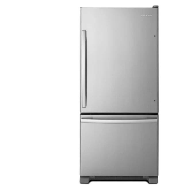 Réfrigérateur à congélateur inférieur Amana – 30 pouces, 18,6 pi³, inox – ABB1924BRM