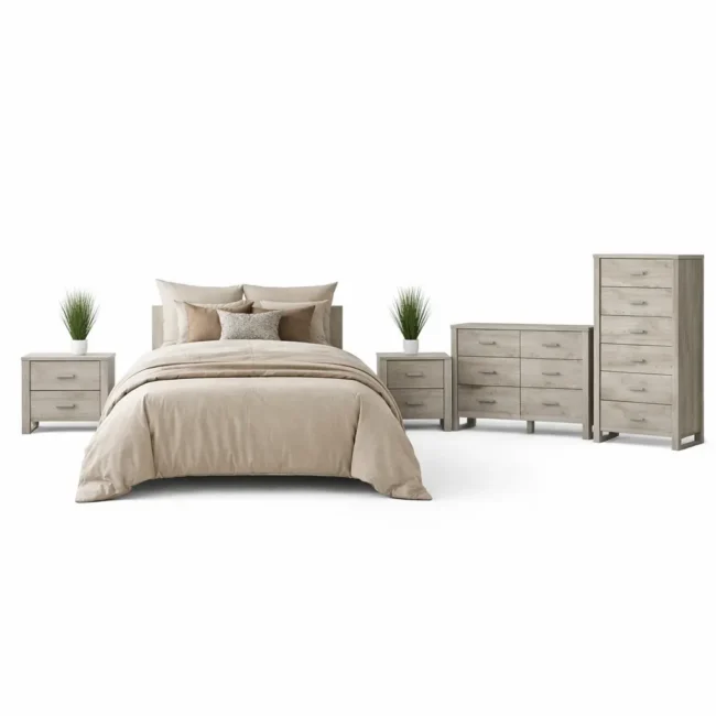 Set de chambre MEQ – Fabrication québécoise, Grisaille, mobilier chambre, design durable