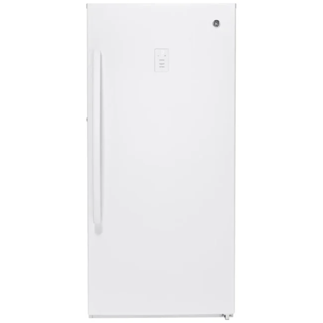 Congélateur vertical GE – 28 pouces, 14,1 pi³, blanc – FUF14DLRWW