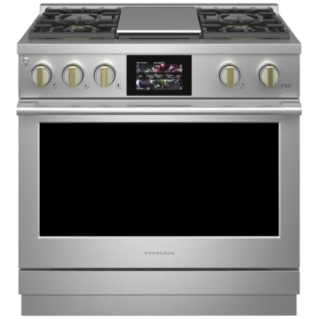 Cuisinière à biénergie Monogram – 36 pouces, 5,75 pi³, inox – ZDP364NDTSS