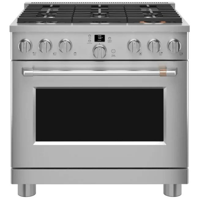 Cuisinière à gaz GE Café – 36 pouces, 6,2 pi³, acier inoxydable – CGY366P2T1S1