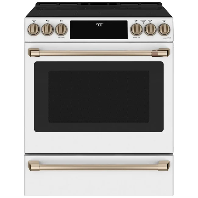 GE Café induction stove - 30 inches, 5.7 cu. ft., white - CCHS900P4MW2