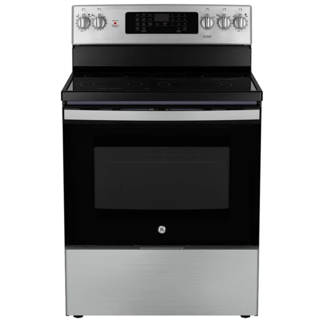 Cuisinière électrique GE – 30 pouces, 5 pi³, inox – JCB840STSS