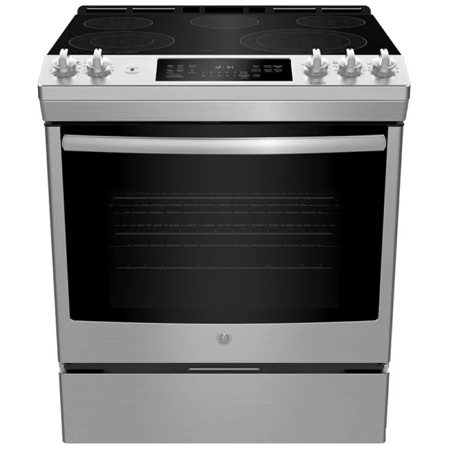 Cuisinière électrique GE – 30 pouces, 5,3 pi³, acier inoxydable – JCS840SMSS