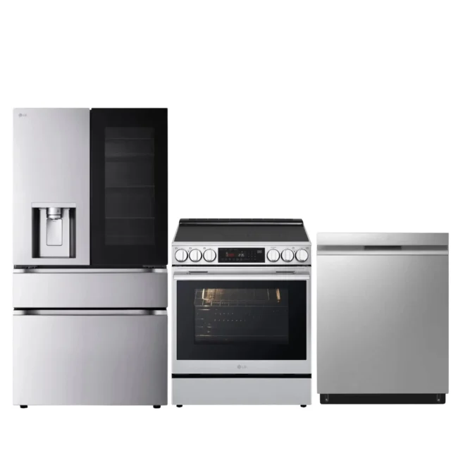 Ensemble cuisine LG inox – Réfrigérateur + cuisinière + lave-vaisselle – LF29S8365S + LSEL6335XE + LDPN454HT