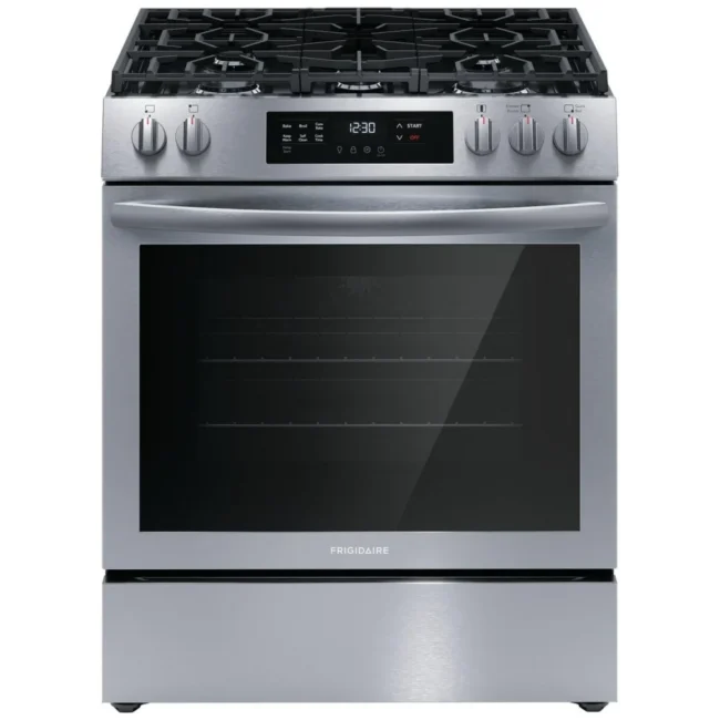 Cuisinière à gaz Frigidaire – 30 pouces, 5.1 pi³, convection, 5 brûleurs, Acier inoxydable – FCFG3083AS