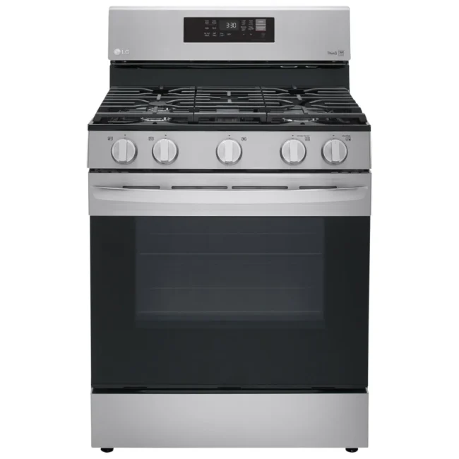 Cuisinière à gaz LG – 30 pouces, 5.8 pi³, convection, 5 brûleurs, Acier  inoxydable – LRGL5823S