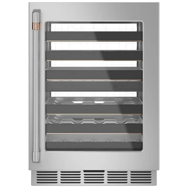 Cellier à vin GE Café inox 24 pouces, 46 bouteilles, double zone – CCP06DP2PS1